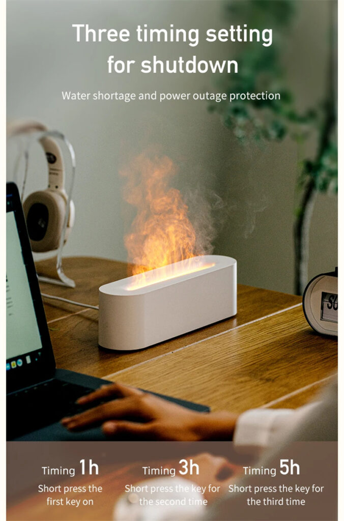 Flame Aroma Diffuser Air Humidifier Ultrasonic Cool Mist Maker Fogger Led Essential Oil Lamp Realistic Fire Difusor