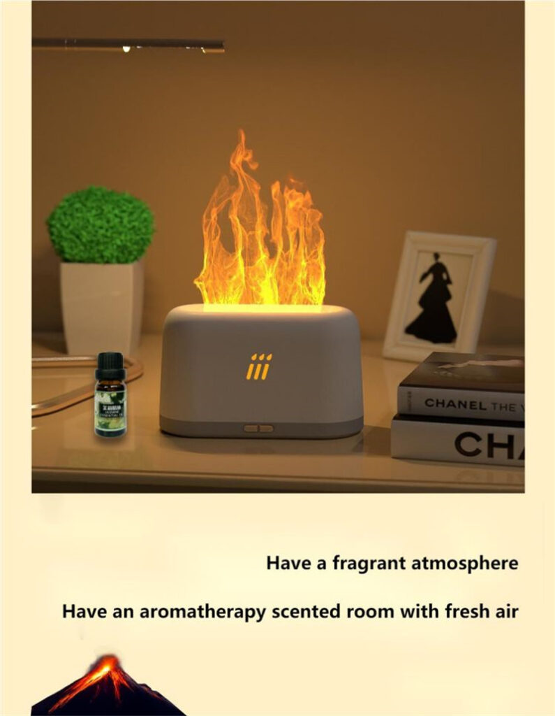 Flame Aroma Diffuser Air Humidifier Ultrasonic Cool Mist Maker Fogger Led Essential Oil Flame Lamp Difusor