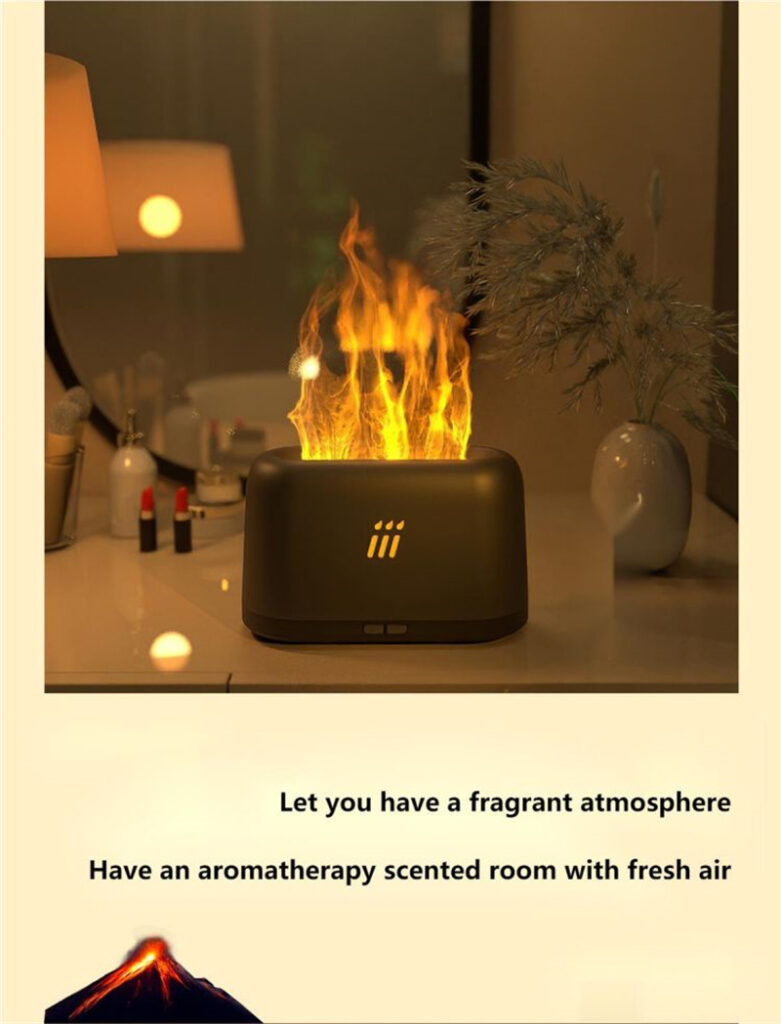 Flame Aroma Diffuser Air Humidifier Ultrasonic Cool Mist Maker Fogger Led Essential Oil Flame Lamp Difusor