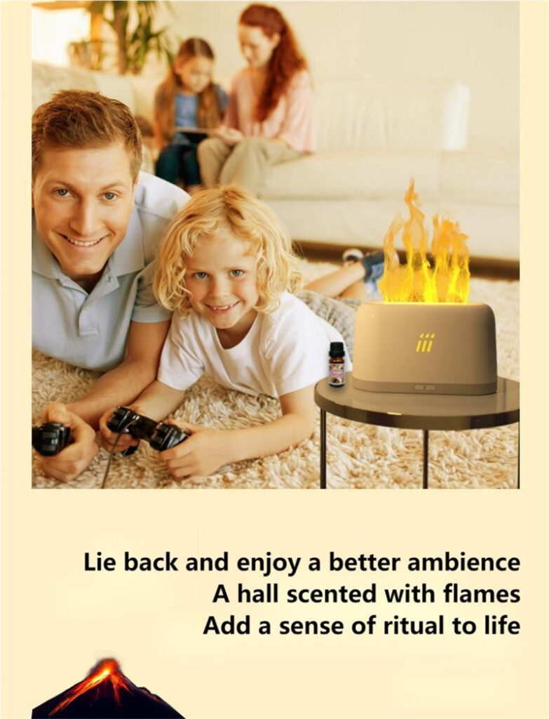 Flame Aroma Diffuser Air Humidifier Ultrasonic Cool Mist Maker Fogger Led Essential Oil Flame Lamp Difusor
