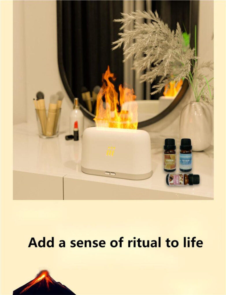 Flame Aroma Diffuser Air Humidifier Ultrasonic Cool Mist Maker Fogger Led Essential Oil Flame Lamp Difusor