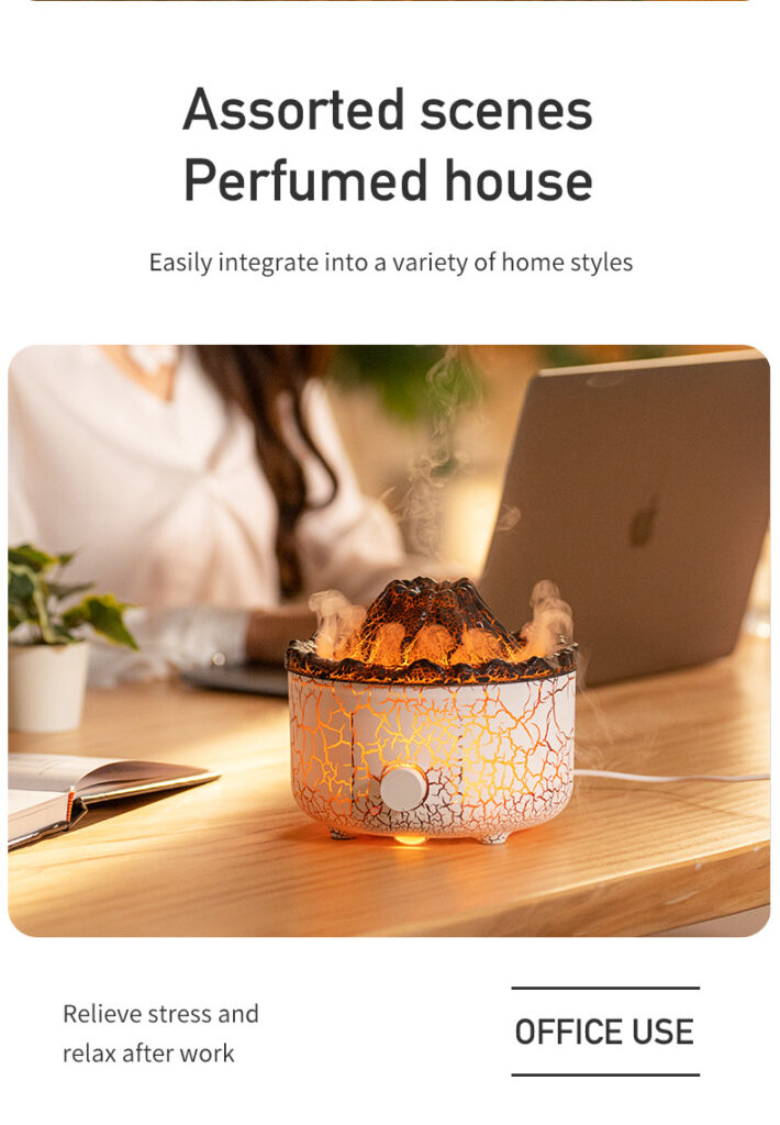 New Creative Volcano Humidifier Aromatherapy Machine Spray Jellyfish Air Flame Humidifier Diffuser