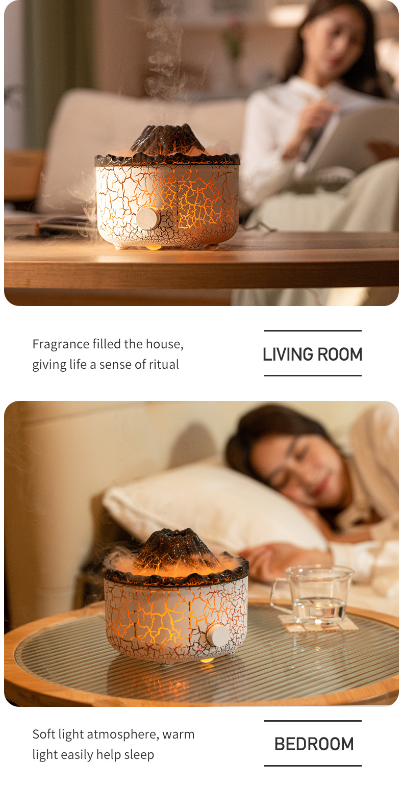New Creative Volcano Humidifier Aromatherapy Machine Spray Jellyfish Air Flame Humidifier Diffuser - Image 14