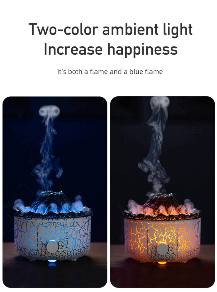 New Creative Volcano Humidifier Aromatherapy Machine Spray Jellyfish Air Flame Humidifier Diffuser