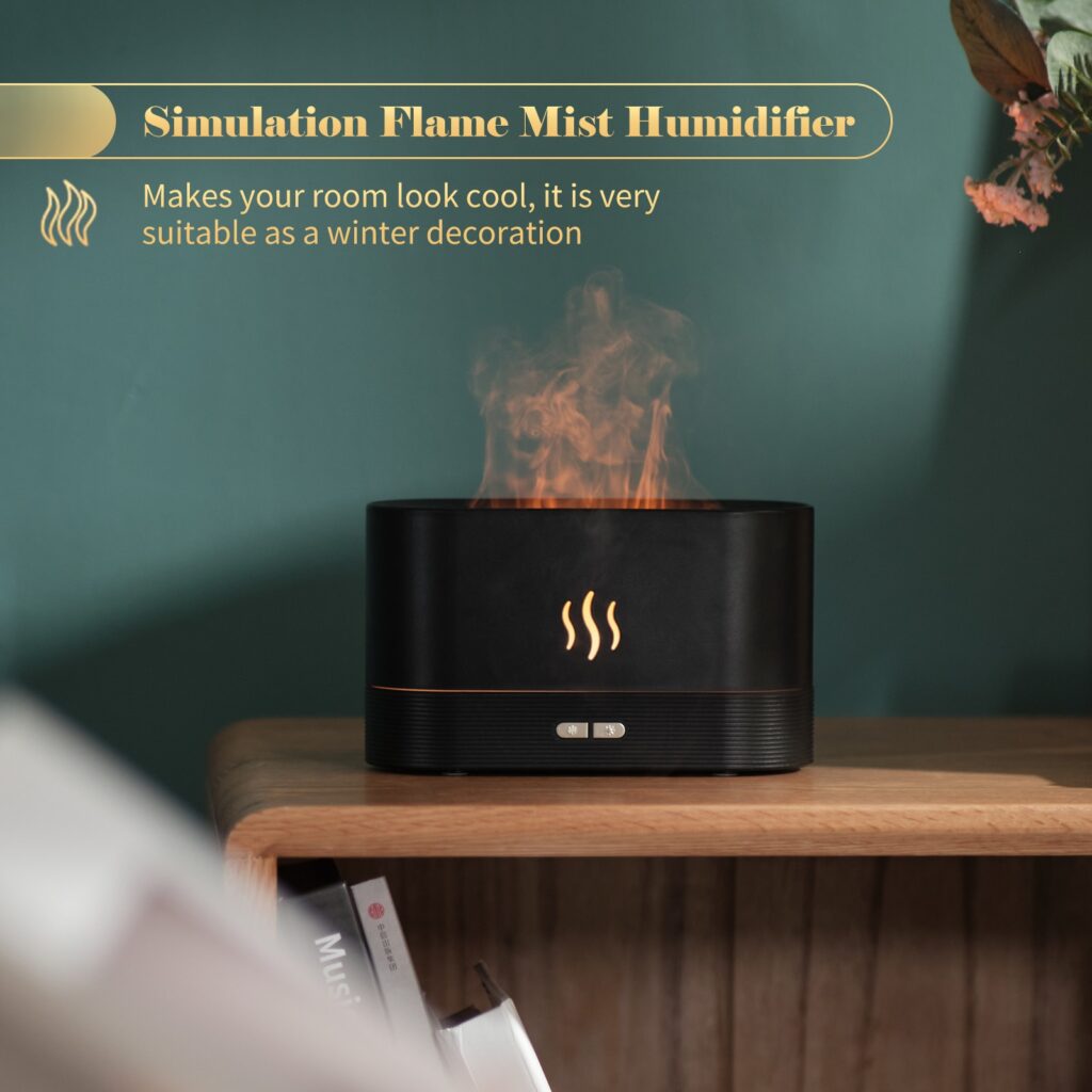 Aroma Diffuser With Flame Light Mist Humidifier Aromatherapy Diffuser With Waterless Auto-Off Protection For Spa Home Yoga Office