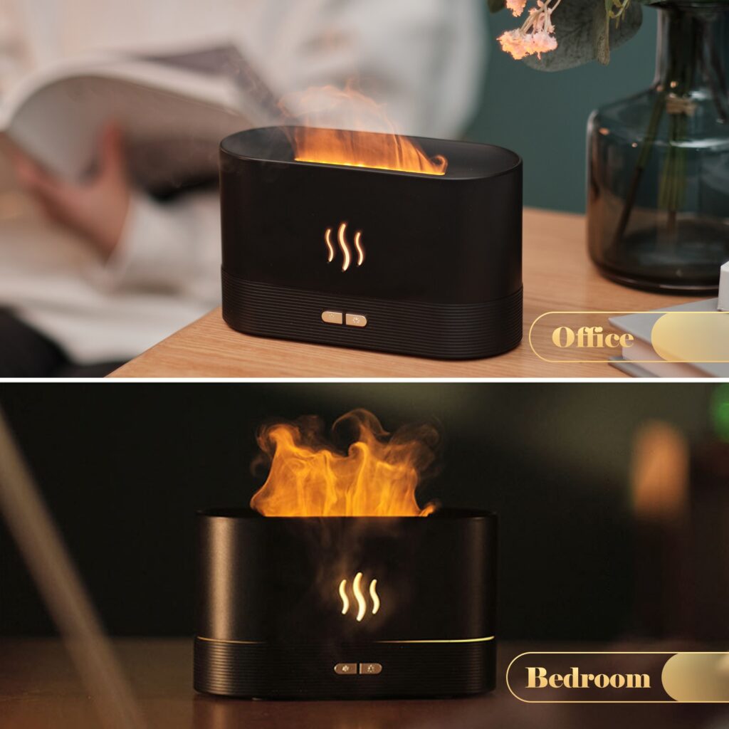 Aroma Diffuser With Flame Light Mist Humidifier Aromatherapy Diffuser With Waterless Auto-Off Protection For Spa Home Yoga Office