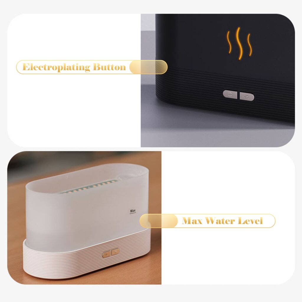Aroma Diffuser With Flame Light Mist Humidifier Aromatherapy Diffuser With Waterless Auto-Off Protection For Spa Home Yoga Office