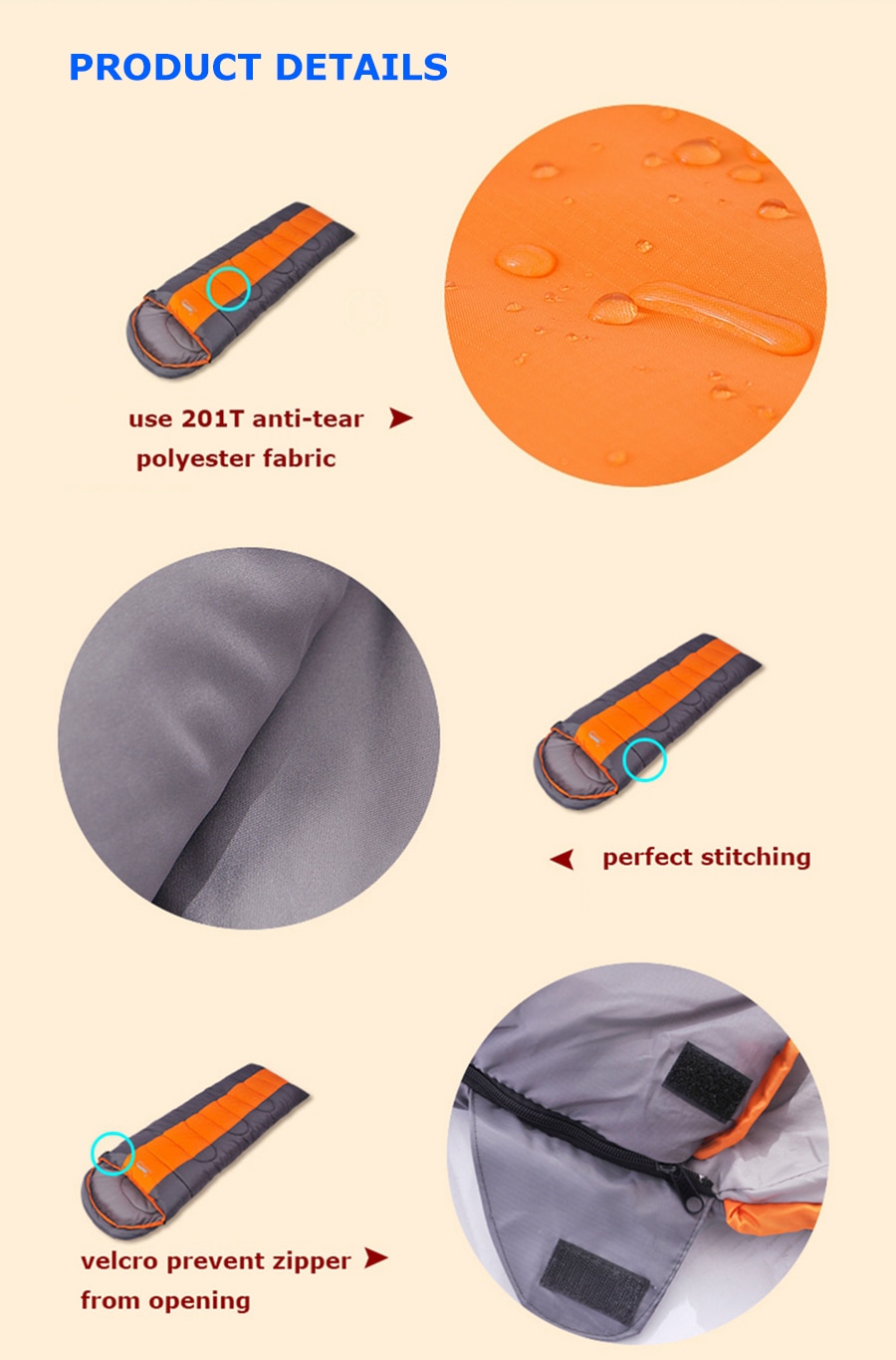 Camping Sleeping Bag Lightweight Warm & Cold Envelope Backpacking Sleeping Bag For Outdoor Traveling Hiking - Image 9