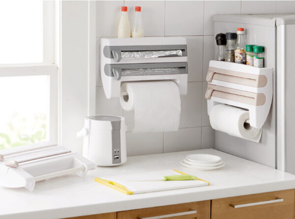 4-In-1 Kitchen Roll Holder Dispenser Kitchen Foil Film Wrap Tissue Paper 4 IN 1 Kitchen Roll Holder Dispenser - Image 10