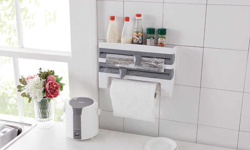 4-In-1 Kitchen Roll Holder Dispenser Kitchen Foil Film Wrap Tissue Paper 4 IN 1 Kitchen Roll Holder Dispenser - Image 11
