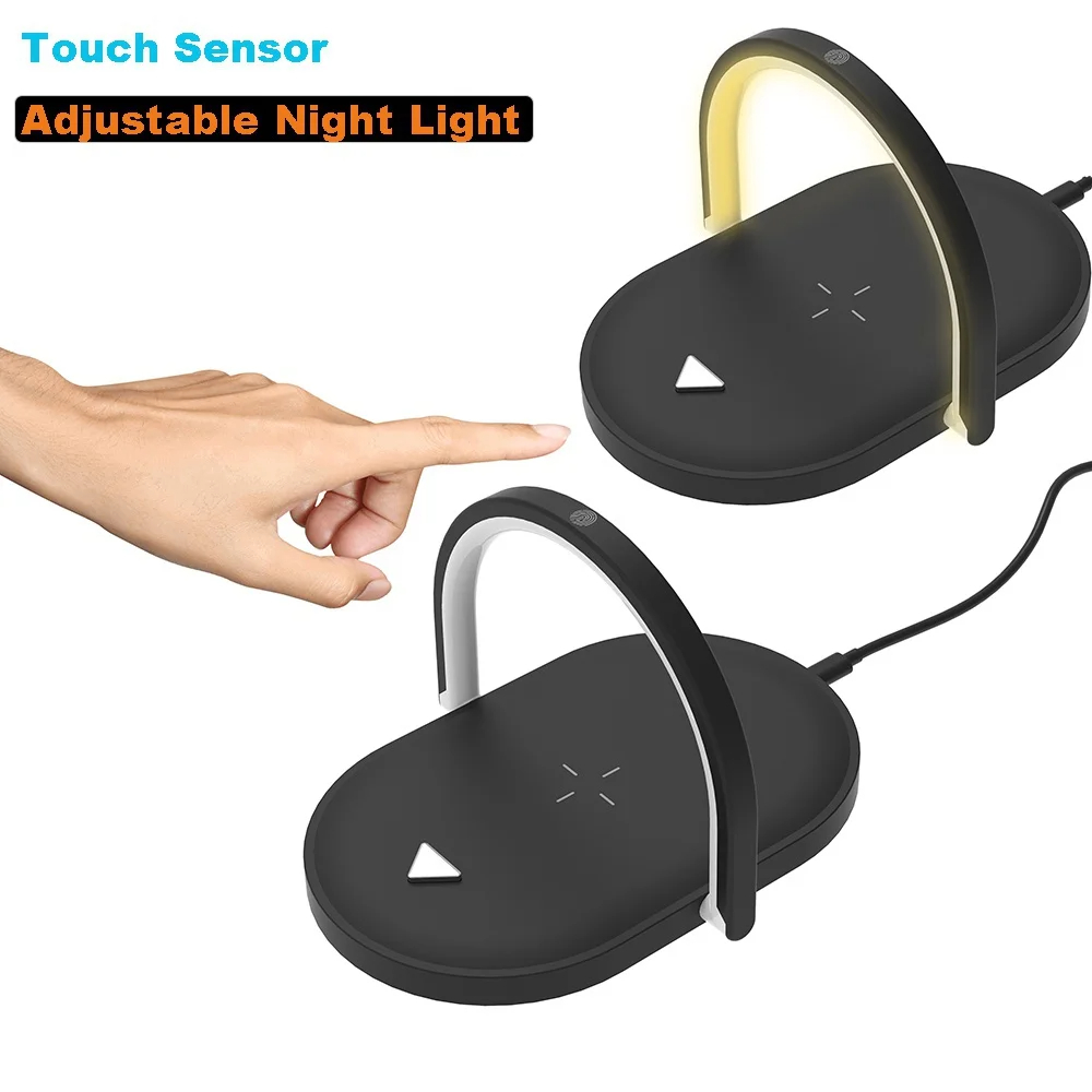 3 In 1 Foldable Wireless Charger Night Light Wireless Charging Station Stonego LED Reading Table Lamp 15W Fast Charging Light - Image 12
