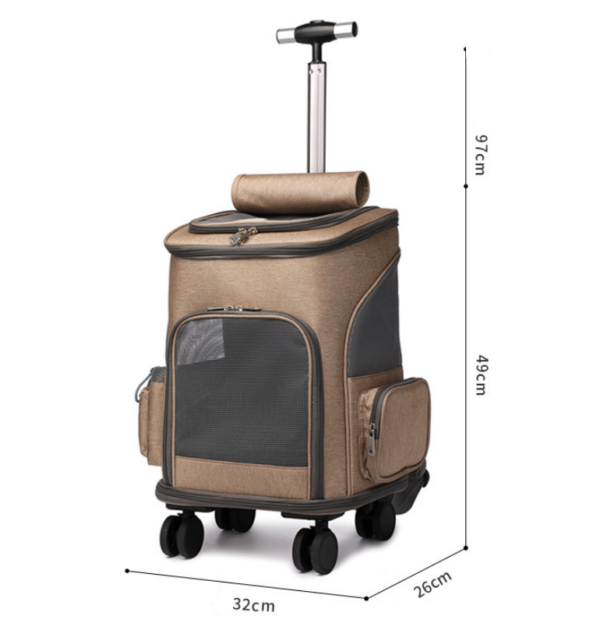 Portable Folding Trolley Pet Backpack Traveling Cat Backpack With Universal Wheel Trolley Pet Bag - Image 15