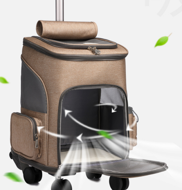 Portable Folding Trolley Pet Backpack Traveling Cat Backpack With Universal Wheel Trolley Pet Bag - Image 8