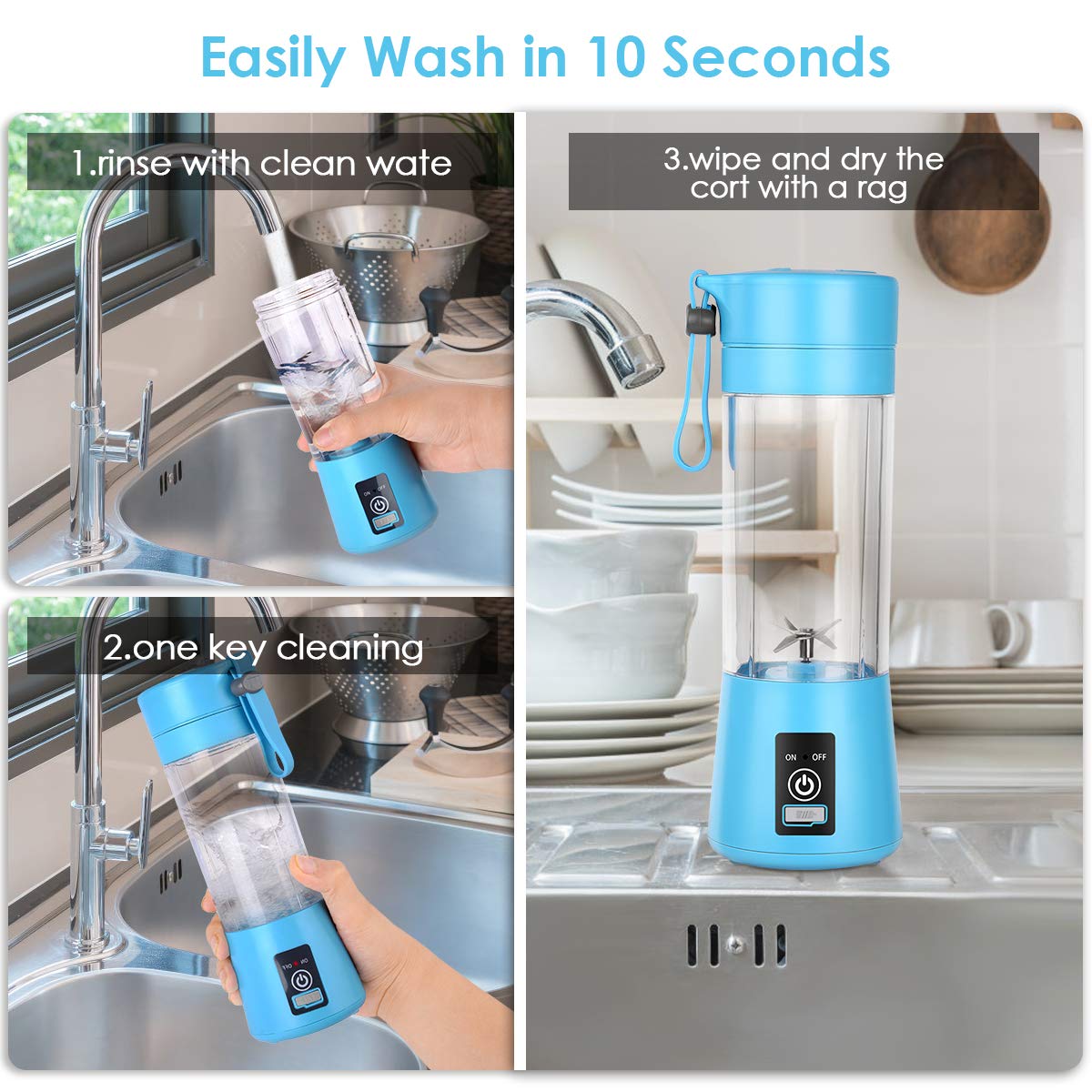 Portable Blender With USB Rechargeable Mini Kitchen Fruit Juice Mixer Home Simple Portable Electric Mini Juicer - Image 16