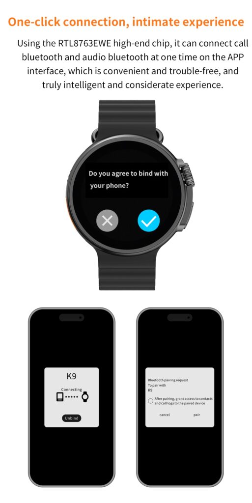 New K9 Smart Watch 1.39 Round Screen Encoder True Screw Clip Wireless Charging NFC Offline And Payment Function