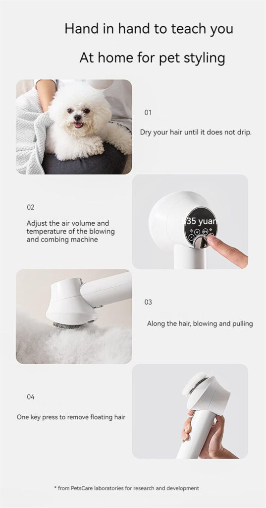 Smart Pet Hair Dryer Dog Golden Retriever Cat Grooming Hairdressing Blow & Comb Silent No Harm Pet Cleaning Supplies Pet Products