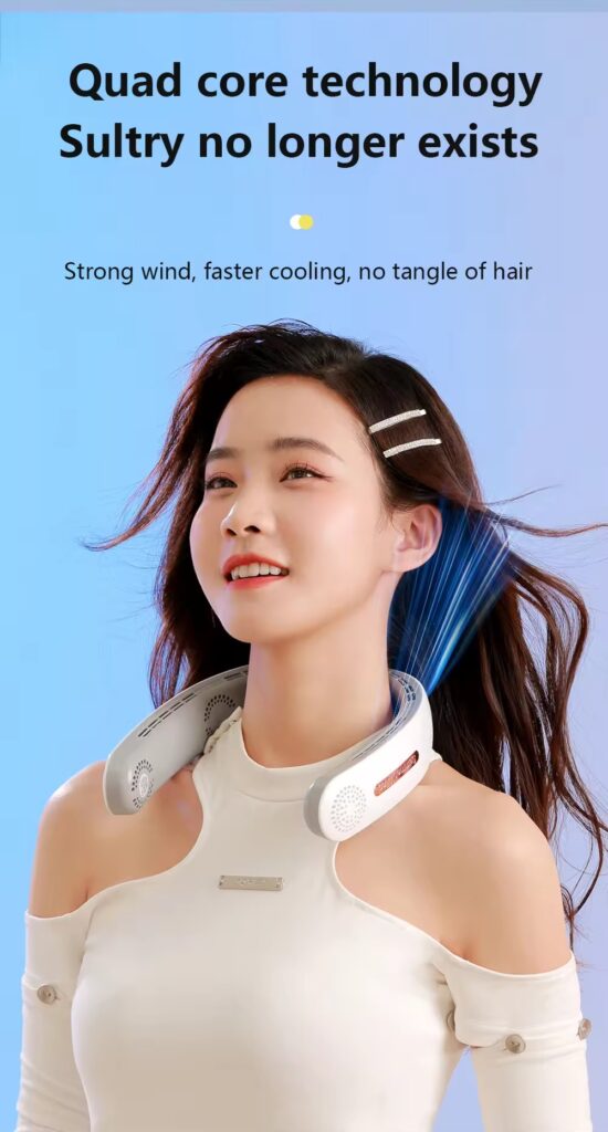 Lazy Mute Outdoor Sports USB Folding Leafless Hanging Neck Electric Fan