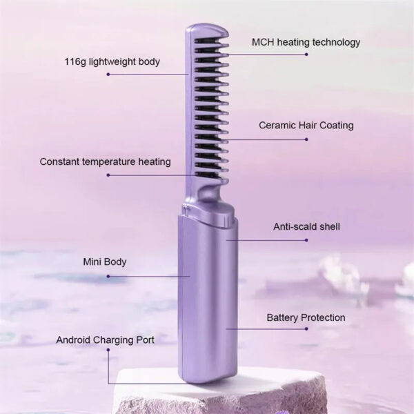 Professional Wireless Hair Straightener Curler Comb Fast Heating Negative Ion Straightening Curling Brush Hair Styling Tools - Image 21