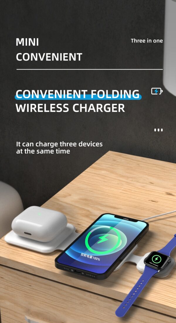 3 In 1 Magnetic Foldable Wireless Charger Charging Station Multi-device Folding Cell Phone Wireless Charger Gadgets - Image 17