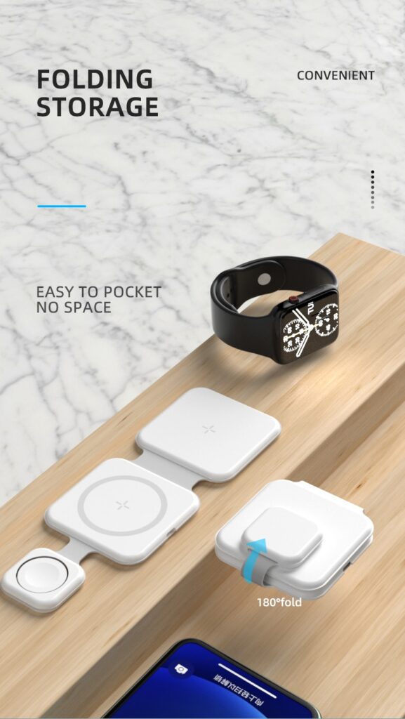 3 In 1 Magnetic Foldable Wireless Charger Charging Station Multi-device Folding Cell Phone Wireless Charger Gadgets