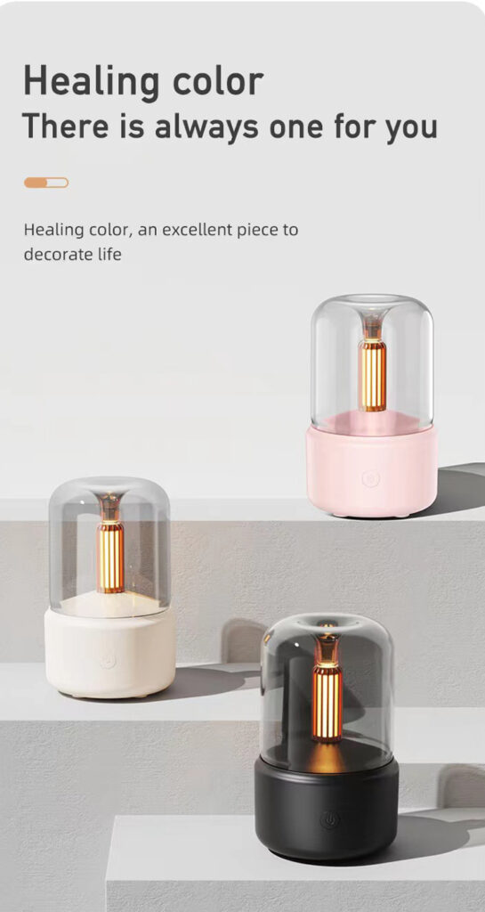 Atmosphere Light Humidifier Candlelight Aroma Diffuser Portable 120ml Electric USB Air Humidifier Cool Mist Maker Fogger 8-12 Hours With LED Night Light