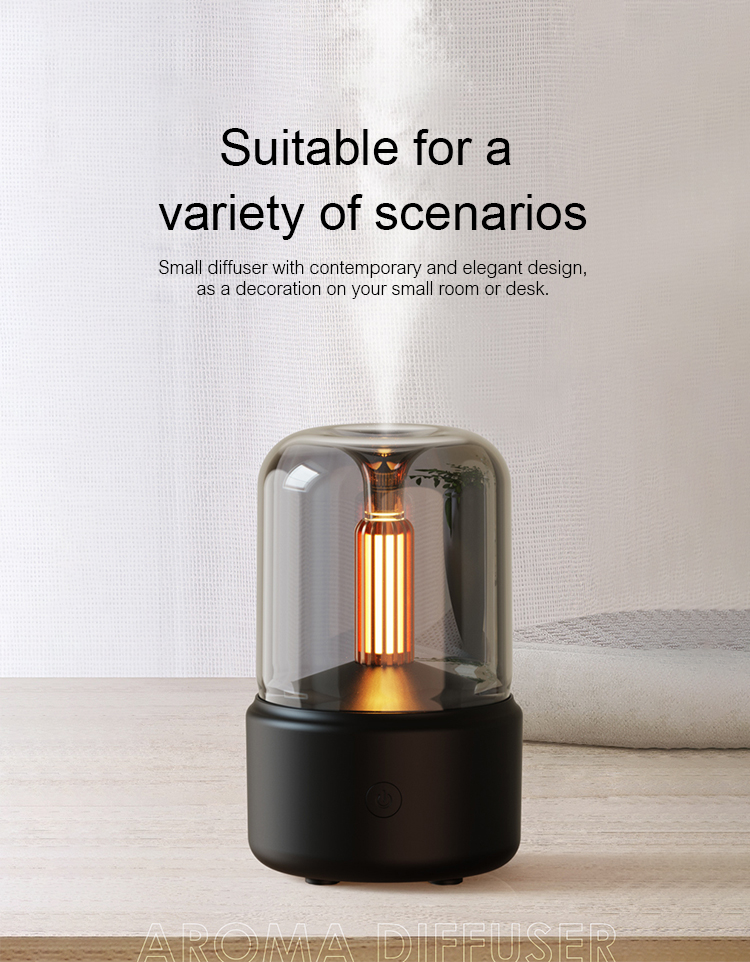 Atmosphere Light Humidifier Candlelight Aroma Diffuser Portable 120ml Electric USB Air Humidifier Cool Mist Maker Fogger 8-12 Hours With LED Night Light - Image 15