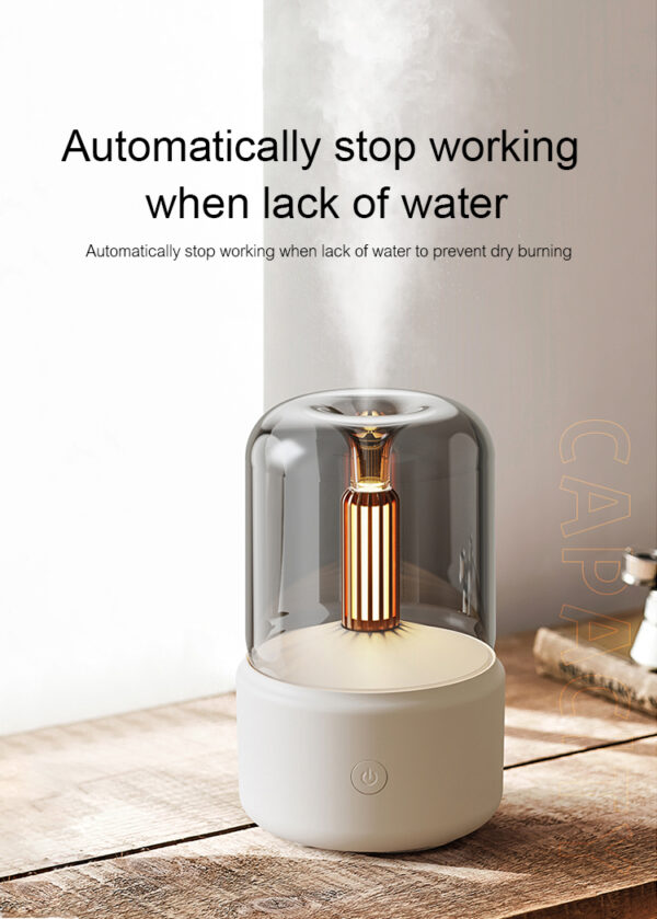 Atmosphere Light Humidifier Candlelight Aroma Diffuser Portable 120ml Electric USB Air Humidifier Cool Mist Maker Fogger 8-12 Hours With LED Night Light - Image 17