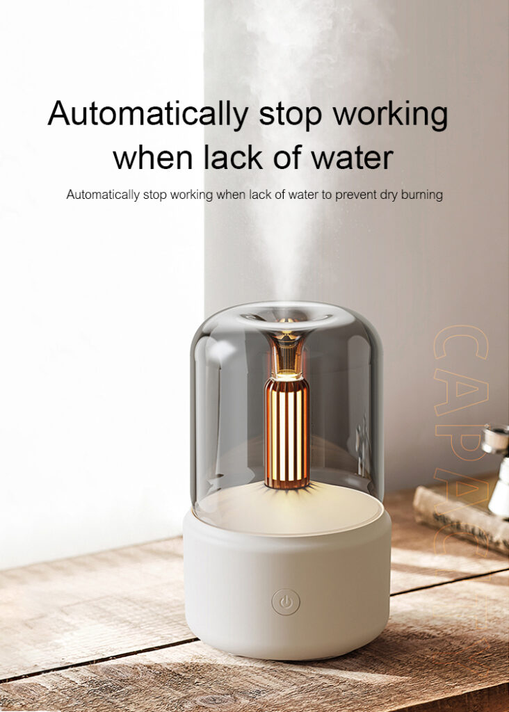 Atmosphere Light Humidifier Candlelight Aroma Diffuser Portable 120ml Electric USB Air Humidifier Cool Mist Maker Fogger 8-12 Hours With LED Night Light