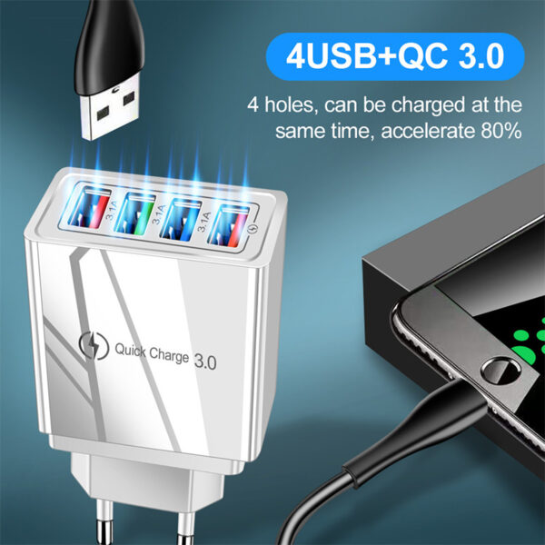USB Charger Quick Charge 3.0 4 Phone Adapter For Tablet Portable Wall Mobile Charger Fast Charger - Image 11