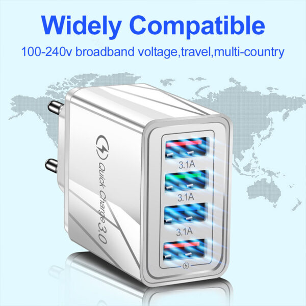 USB Charger Quick Charge 3.0 4 Phone Adapter For Tablet Portable Wall Mobile Charger Fast Charger - Image 12