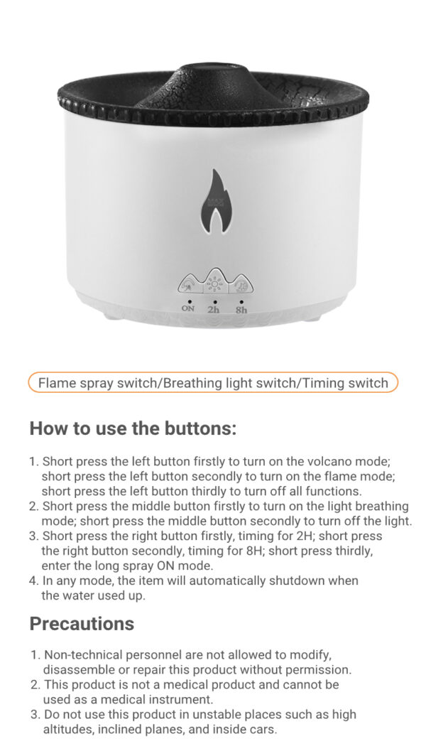 New Creative Ultrasonic Essential Oil Humidifier Volcano Aromatherapy Machine Spray Jellyfish Air Flame Humidifier Diffuser - Image 18
