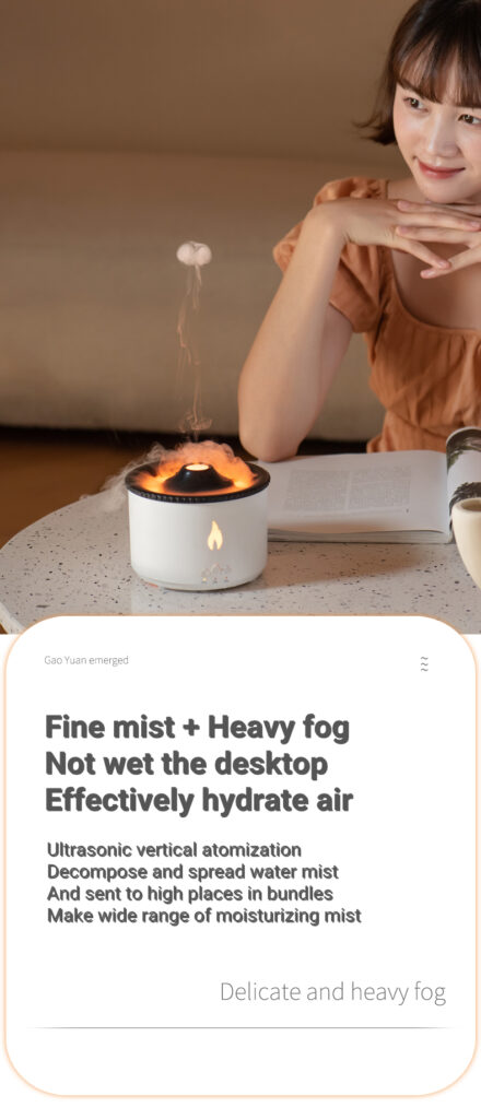 New Creative Ultrasonic Essential Oil Humidifier Volcano Aromatherapy Machine Spray Jellyfish Air Flame Humidifier Diffuser