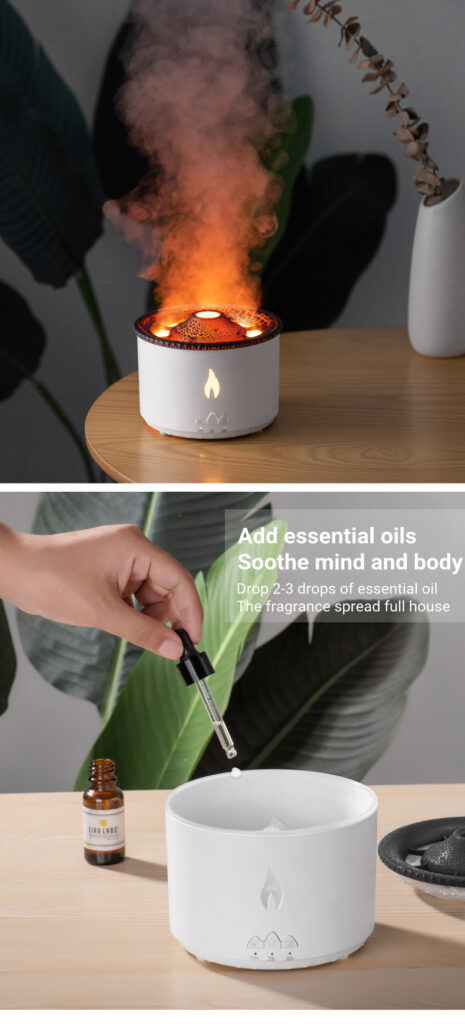 New Creative Ultrasonic Essential Oil Humidifier Volcano Aromatherapy Machine Spray Jellyfish Air Flame Humidifier Diffuser
