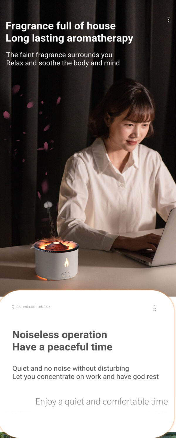 New Creative Ultrasonic Essential Oil Humidifier Volcano Aromatherapy Machine Spray Jellyfish Air Flame Humidifier Diffuser - Image 24