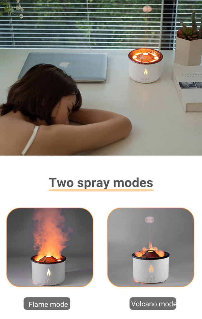 New Creative Ultrasonic Essential Oil Humidifier Volcano Aromatherapy Machine Spray Jellyfish Air Flame Humidifier Diffuser