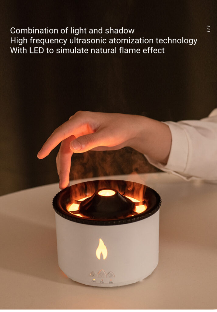 New Creative Ultrasonic Essential Oil Humidifier Volcano Aromatherapy Machine Spray Jellyfish Air Flame Humidifier Diffuser