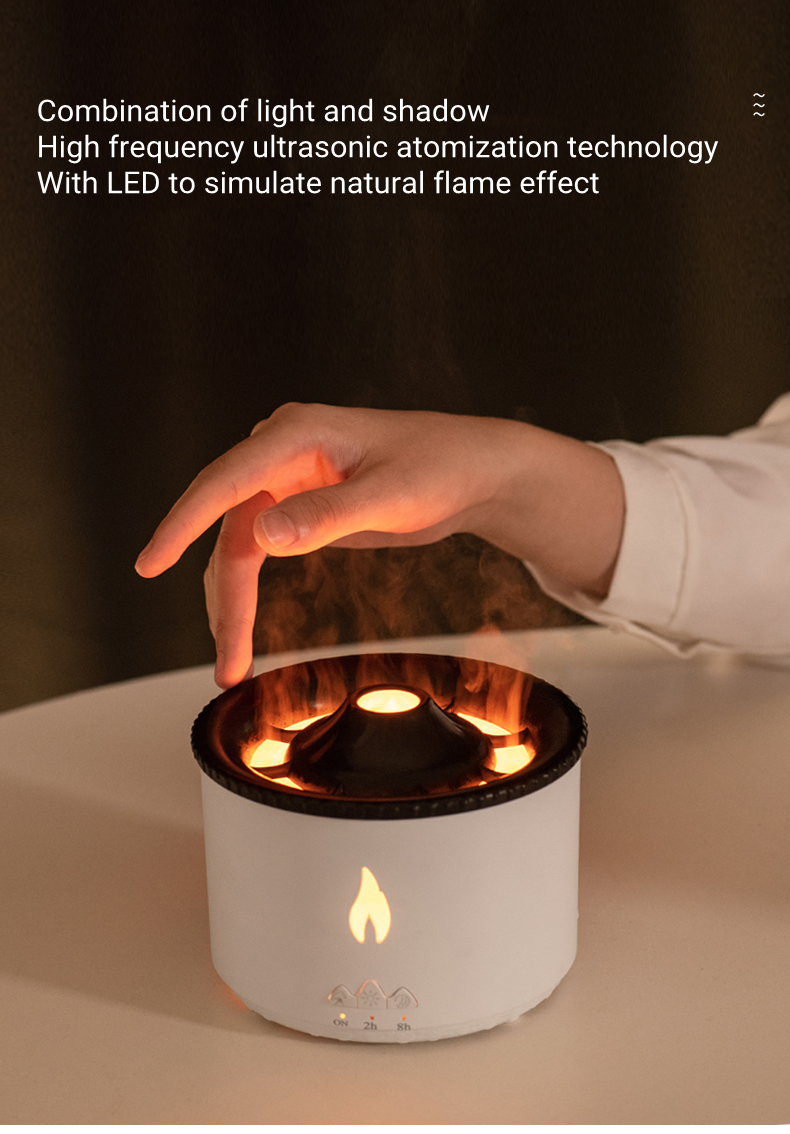 New Creative Ultrasonic Essential Oil Humidifier Volcano Aromatherapy Machine Spray Jellyfish Air Flame Humidifier Diffuser - Image 11