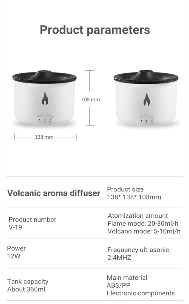 New Creative Ultrasonic Essential Oil Humidifier Volcano Aromatherapy Machine Spray Jellyfish Air Flame Humidifier Diffuser