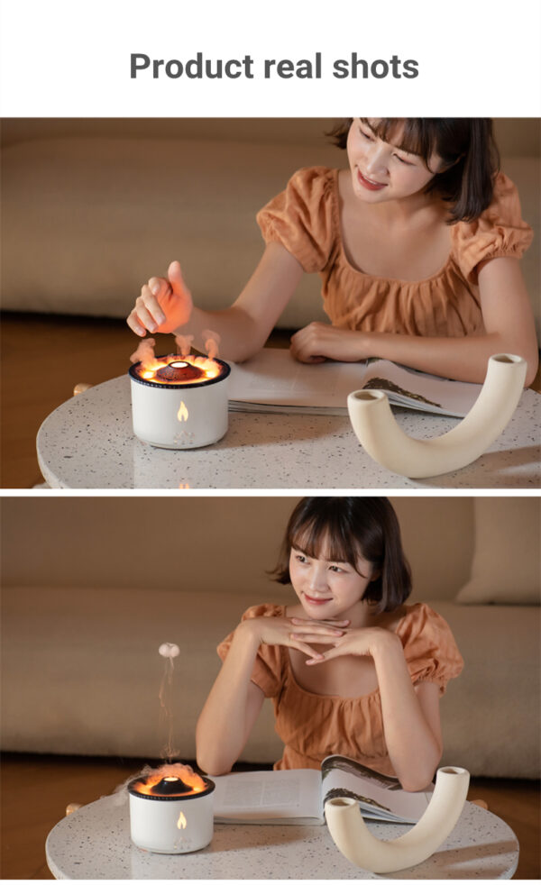New Creative Ultrasonic Essential Oil Humidifier Volcano Aromatherapy Machine Spray Jellyfish Air Flame Humidifier Diffuser - Image 13