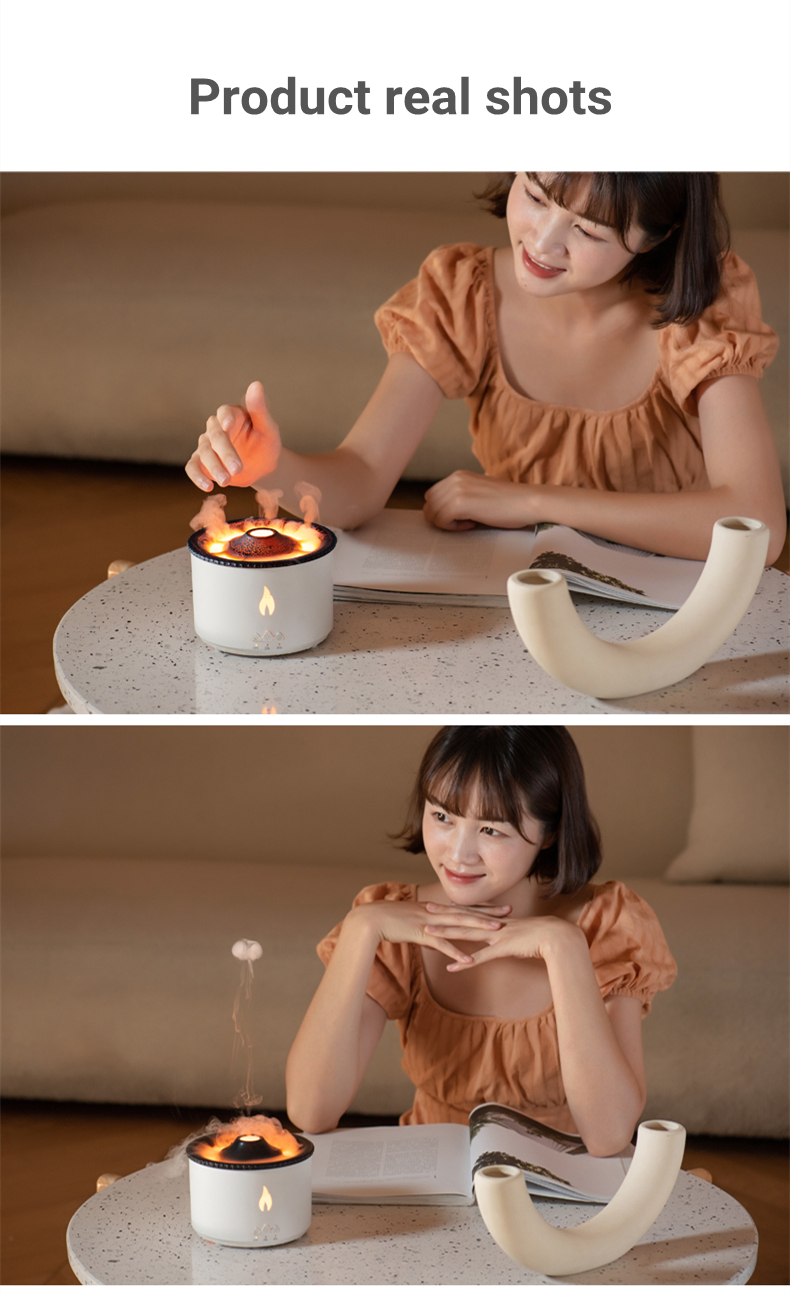 New Creative Ultrasonic Essential Oil Humidifier Volcano Aromatherapy Machine Spray Jellyfish Air Flame Humidifier Diffuser - Image 13