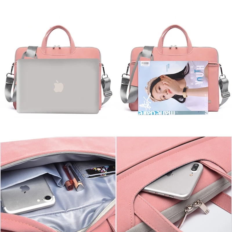 PU Leather Women Laptop Bag Notebook Carrying Case Briefcase For Macbook Air 13.3 14 15.6 Inch Men Handbags Shoulder Mouse Bag - Image 11