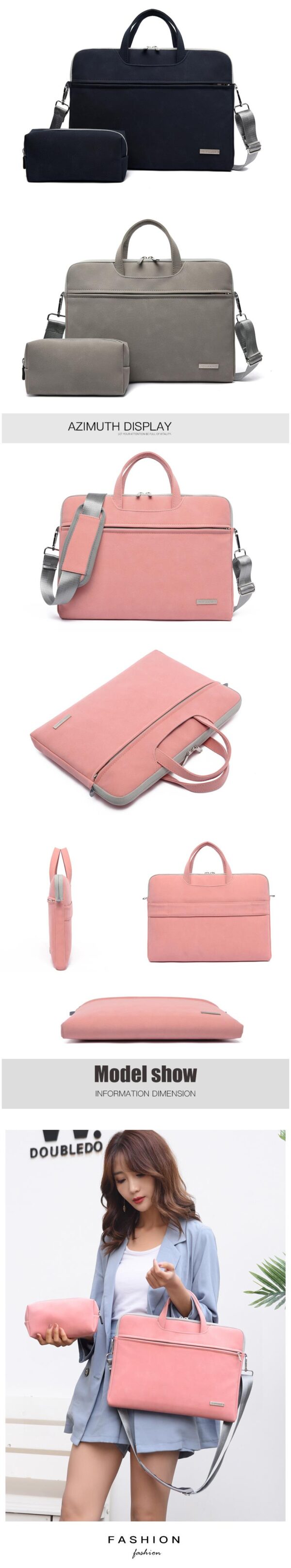 PU Leather Women Laptop Bag Notebook Carrying Case Briefcase For Macbook Air 13.3 14 15.6 Inch Men Handbags Shoulder Mouse Bag - Image 12