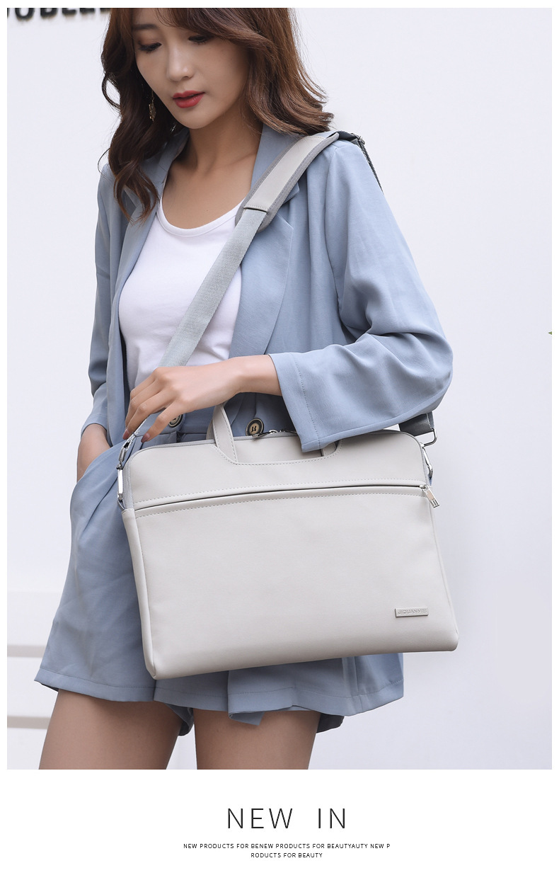 PU Leather Women Laptop Bag Notebook Carrying Case Briefcase For Macbook Air 13.3 14 15.6 Inch Men Handbags Shoulder Mouse Bag - Image 14