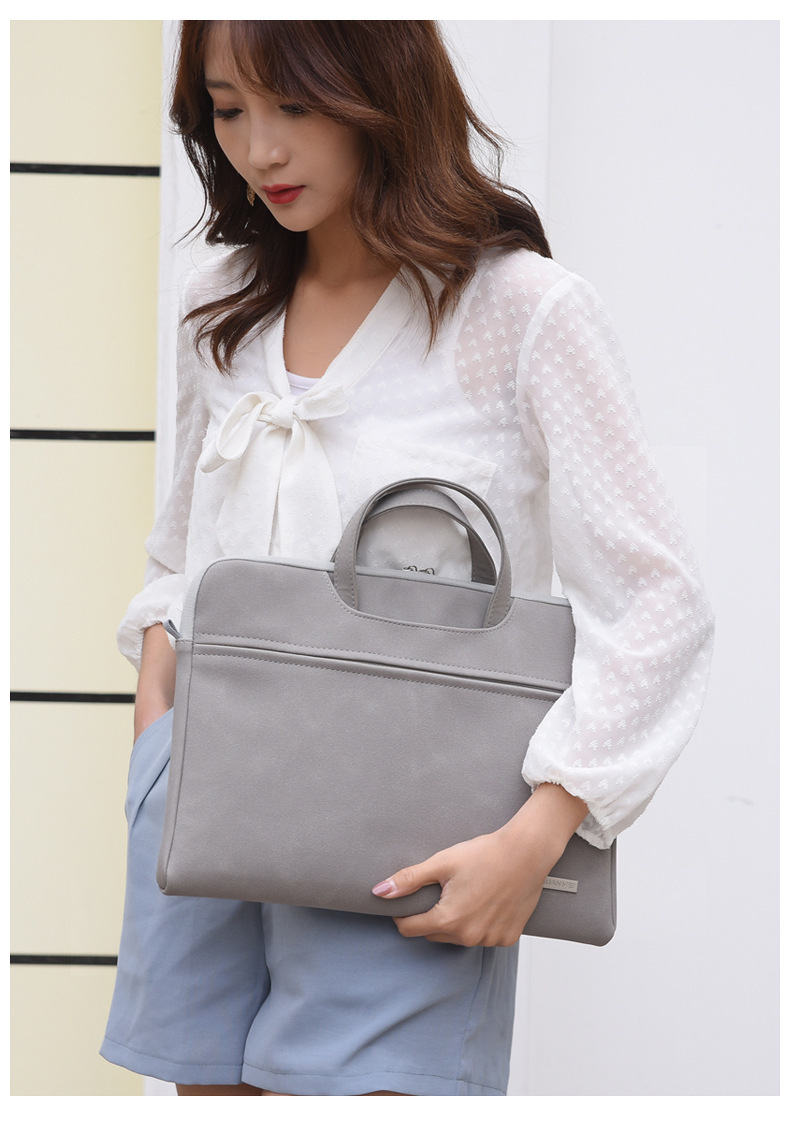 PU Leather Women Laptop Bag Notebook Carrying Case Briefcase For Macbook Air 13.3 14 15.6 Inch Men Handbags Shoulder Mouse Bag - Image 16