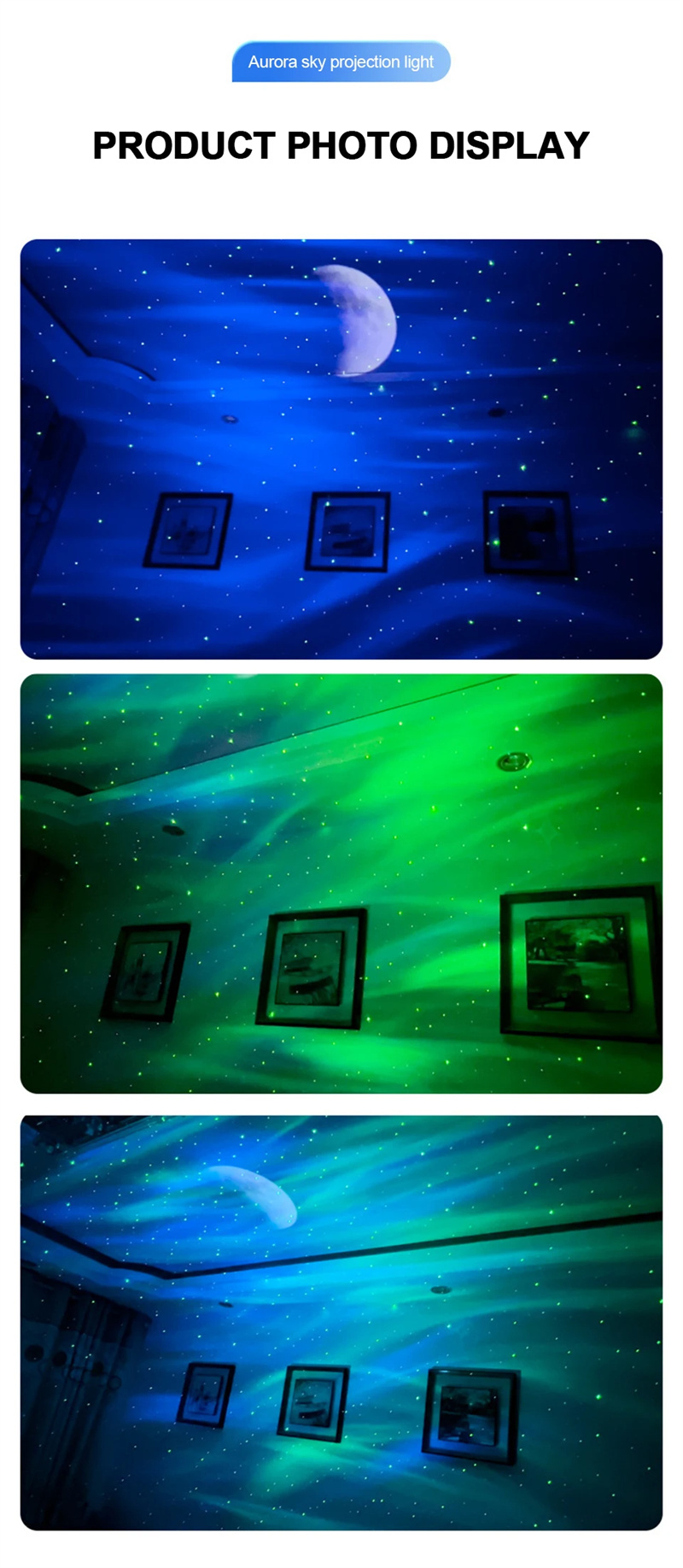 Aurora Borealis Starlight Projectors LED Galaxy Star Atmosphere Galaxy Night Light Home Bedroom Sky Moon Lamp Room Decor Gift - Image 9