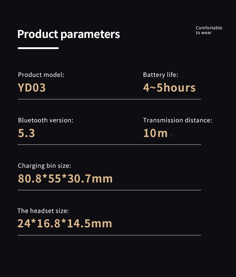 YD03 Wireless Bluetooth-compatible Headset TWS Large Screen Smart Digital Display In Ear Breathing Light - Image 14