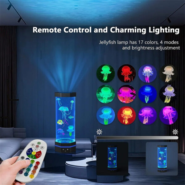Jellyfish Lava Lamp 17 Colors Changing 15inch Jellyfish Lamp With Remote Control USB Plug-in Bubble Fish Lamp Kids Night Light Creative Projector Lamp Home Decor - Image 15