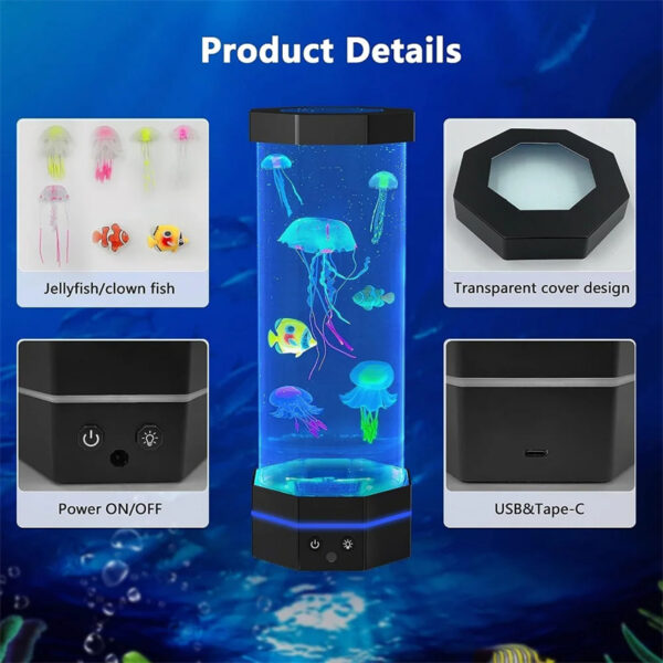 Jellyfish Lava Lamp 17 Colors Changing 15inch Jellyfish Lamp With Remote Control USB Plug-in Bubble Fish Lamp Kids Night Light Creative Projector Lamp Home Decor - Image 14