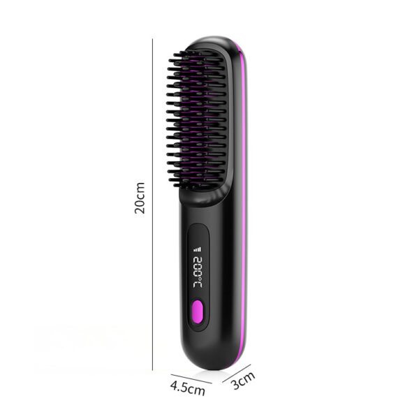2 In 1 Straight Hair Comb Wireless Hair Straightener Brush Hair Fast Heating Portable Hot Curler USB Charging - Image 11