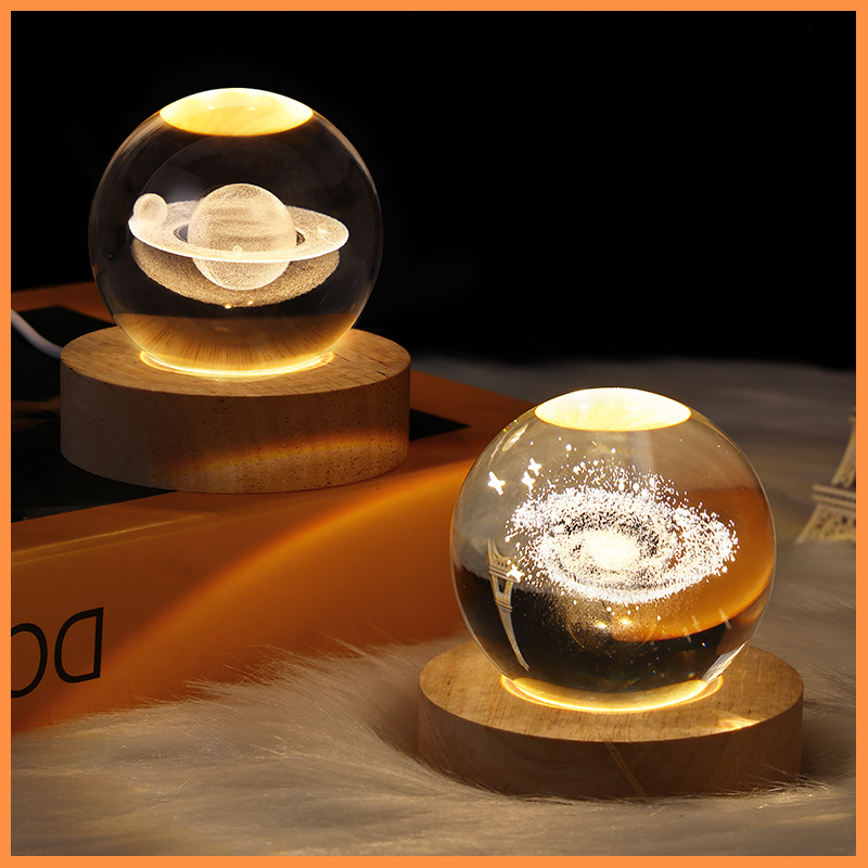 LED Night Light Galaxy Crystal Ball Table Lamp 3D Planet Moon Lamp Bedroom Home Decor For Kids Party Children Birthday Gifts - Image 11